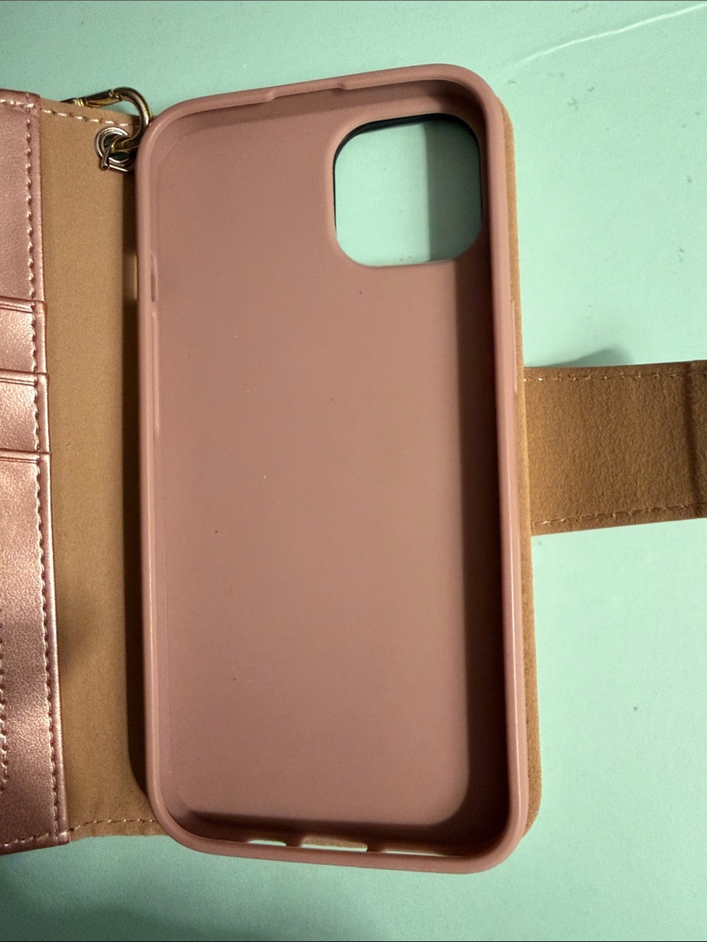 Ara Rose Gold Leather Wallet Phone Case with Wrist Strap - Picture 6 of 12